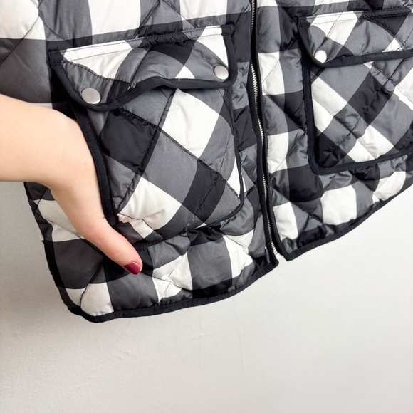 Woolrich Black & White Buffalo Check Plaid Puffer Vest Sz XL - Picture 6 of 8